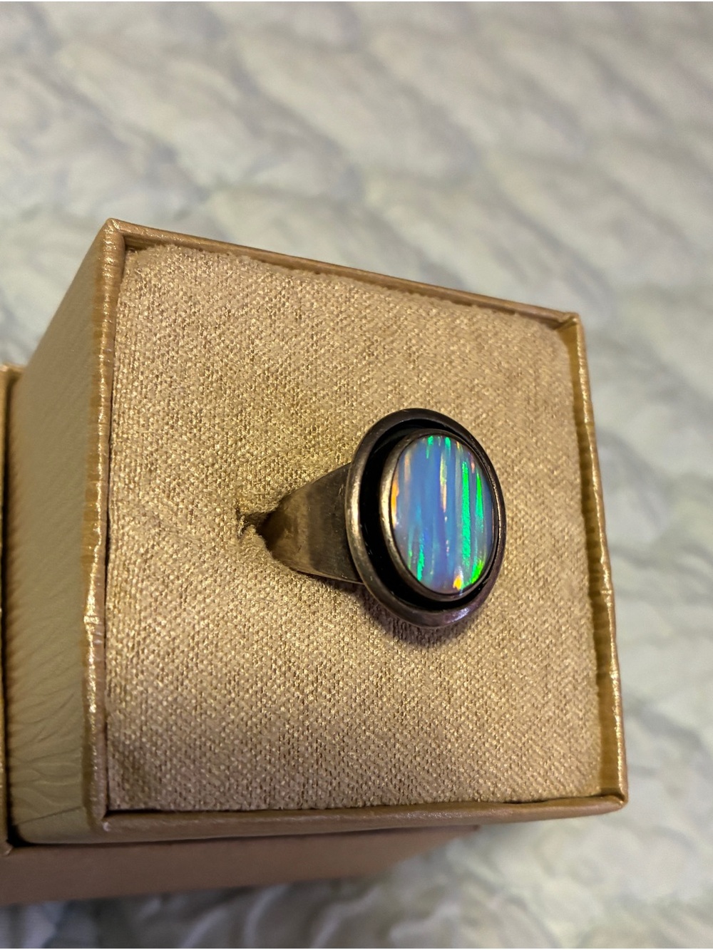 Navajo OTT Sterling Opal Vintage Ring - Picture 2 of 7